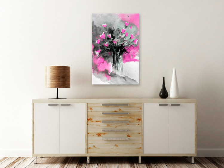 Canvas Bouquet of flowers in a vase - flowers motif in grey and pink colours 123079 additionalImage 3
