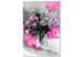 Canvas Bouquet of flowers in a vase - flowers motif in grey and pink colours 123079