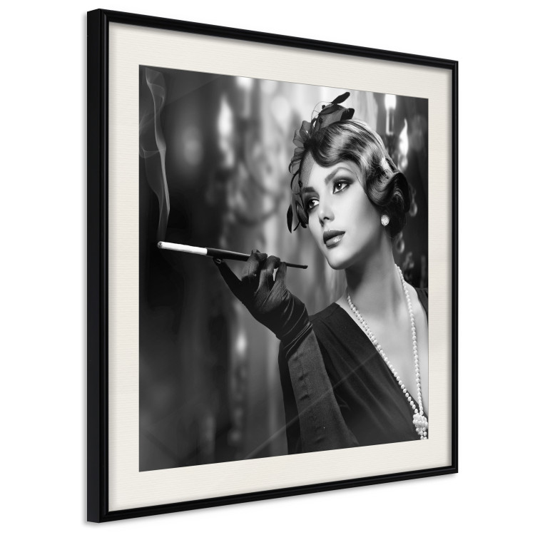 Poster Lady with a Cigarette - black and white elegant portrait of a dignified woman 123479 additionalImage 3