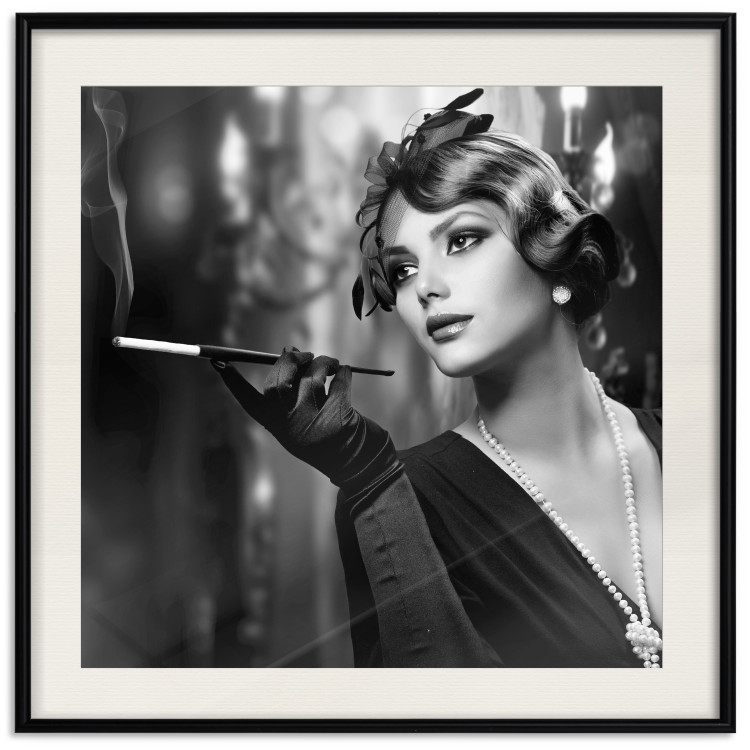 Poster Lady with a Cigarette - black and white elegant portrait of a dignified woman 123479 additionalImage 19