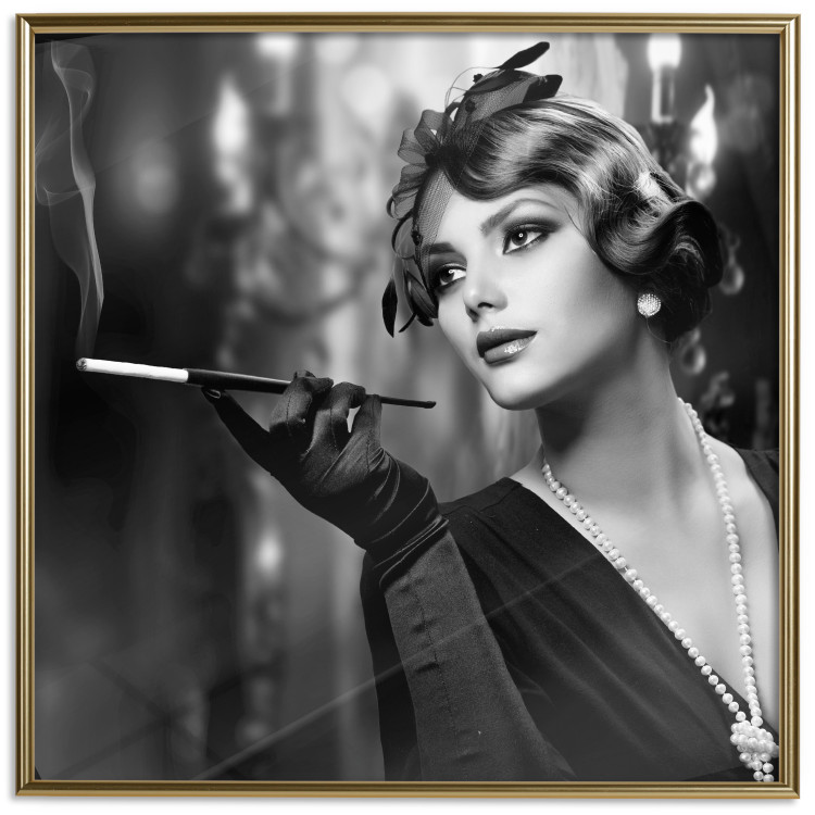 Poster Lady with a Cigarette - black and white elegant portrait of a dignified woman 123479 additionalImage 26
