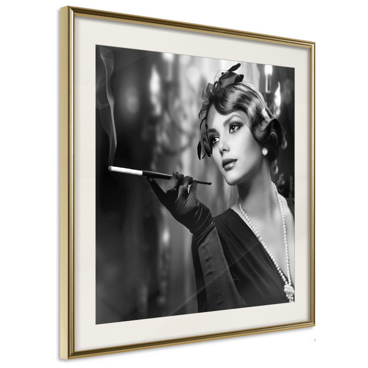 Poster Lady with a Cigarette - black and white elegant portrait of a dignified woman 123479 additionalImage 2