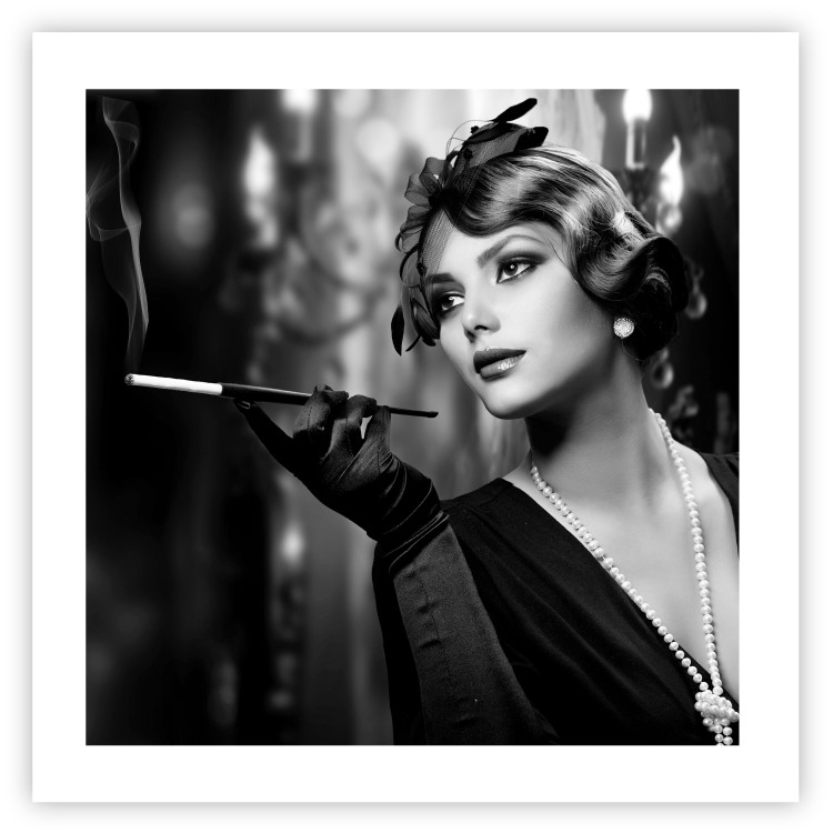 Poster Lady with a Cigarette - black and white elegant portrait of a dignified woman 123479 additionalImage 22