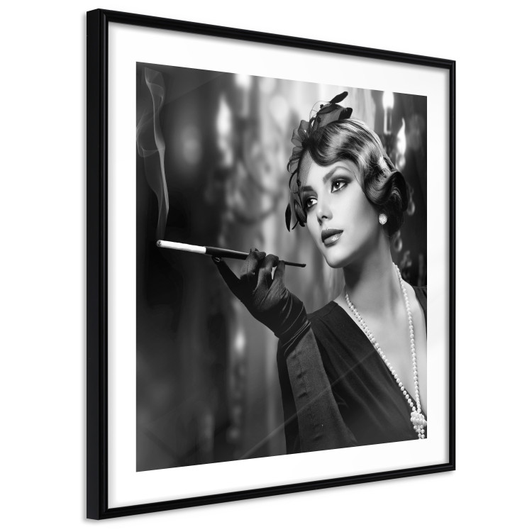 Poster Lady with a Cigarette - black and white elegant portrait of a dignified woman 123479 additionalImage 13