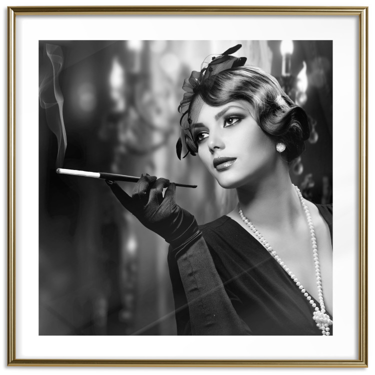 Poster Lady with a Cigarette - black and white elegant portrait of a dignified woman 123479 additionalImage 20