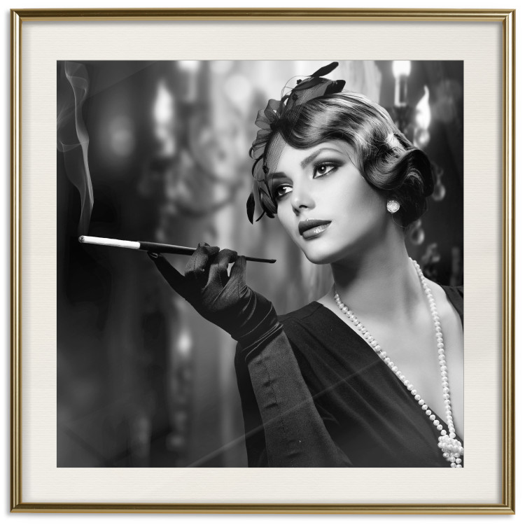 Poster Lady with a Cigarette - black and white elegant portrait of a dignified woman 123479 additionalImage 21