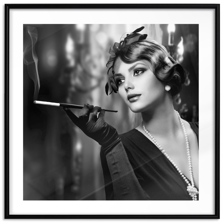 Poster Lady with a Cigarette - black and white elegant portrait of a dignified woman 123479 additionalImage 27