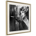 Poster Lady with a Cigarette - black and white elegant portrait of a dignified woman 123479 additionalThumb 2