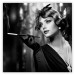 Poster Lady with a Cigarette - black and white elegant portrait of a dignified woman 123479