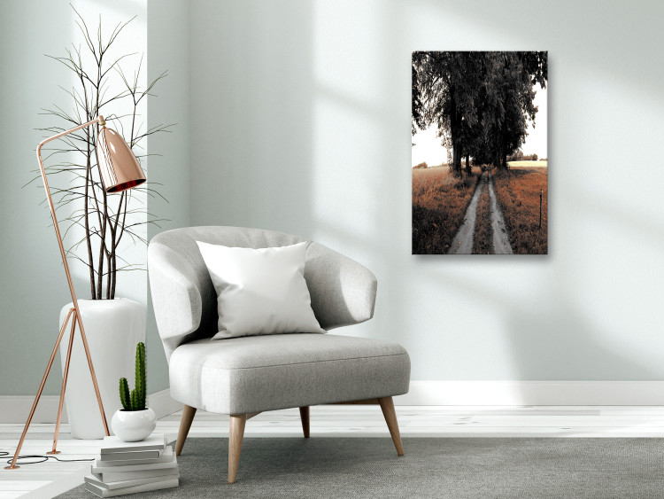 Canvas Art Print Countryside path - grain fields, trees and poplars summer landscape 124379 additionalImage 3