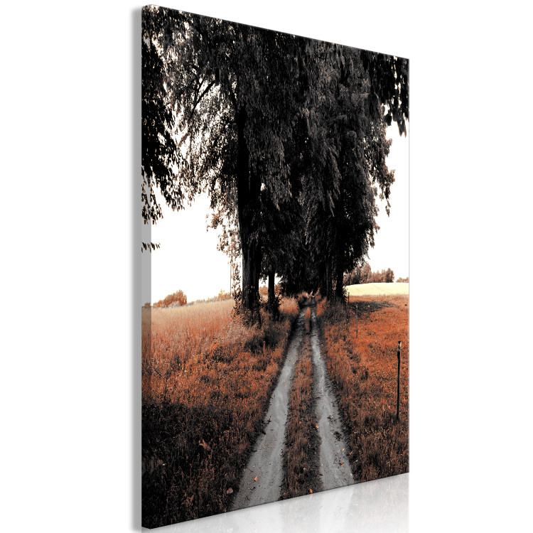 Canvas Art Print Countryside path - grain fields, trees and poplars summer landscape 124379 additionalImage 2