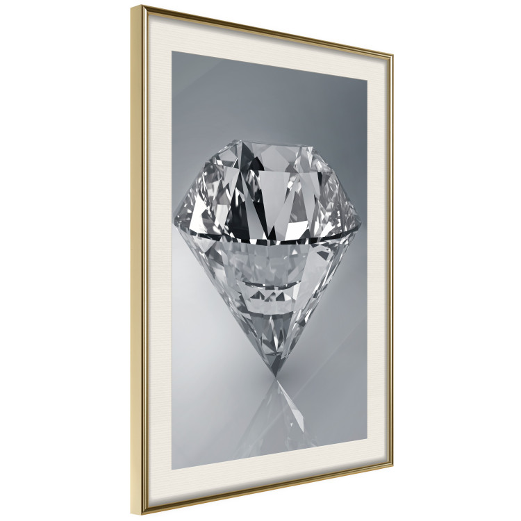 Poster Symbols of Winter - shining diamond-shaped crystal on gray background 124479 additionalImage 2