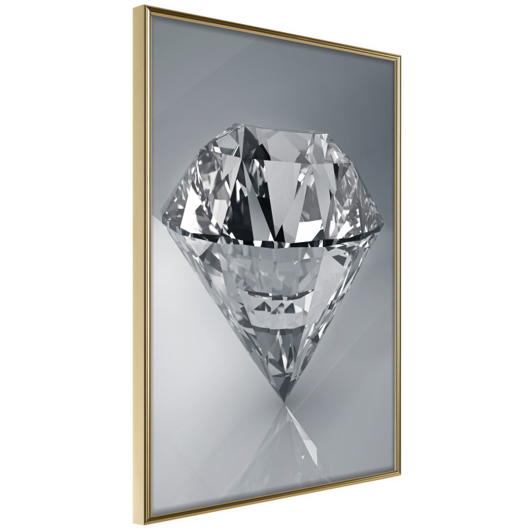 Poster Symbols of Winter - shining diamond-shaped crystal on gray background 124479 additionalImage 14