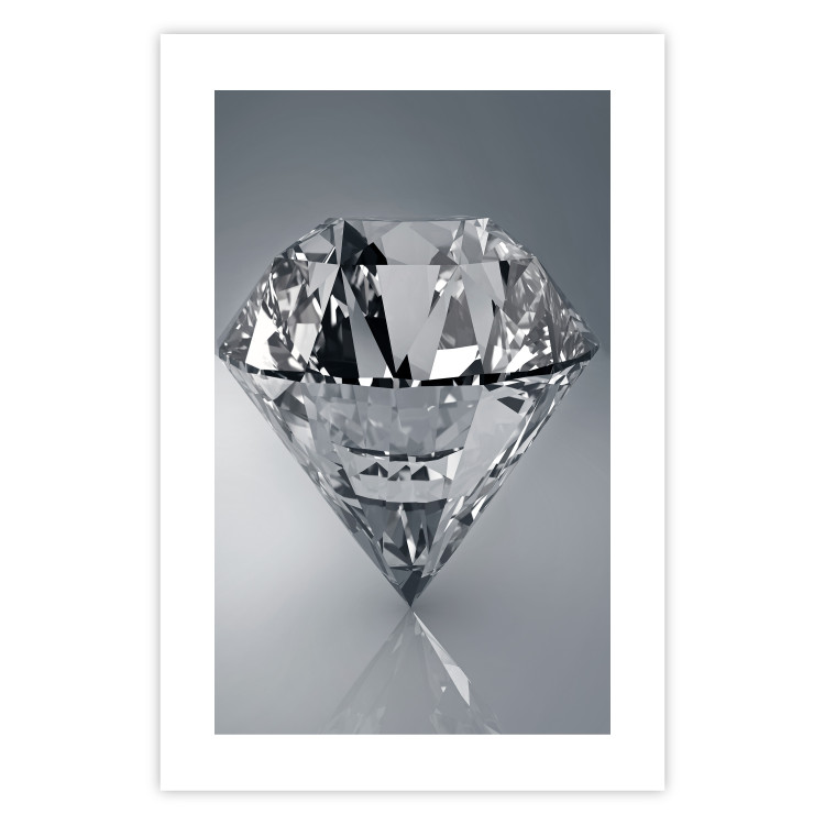 Poster Symbols of Winter - shining diamond-shaped crystal on gray background 124479 additionalImage 25
