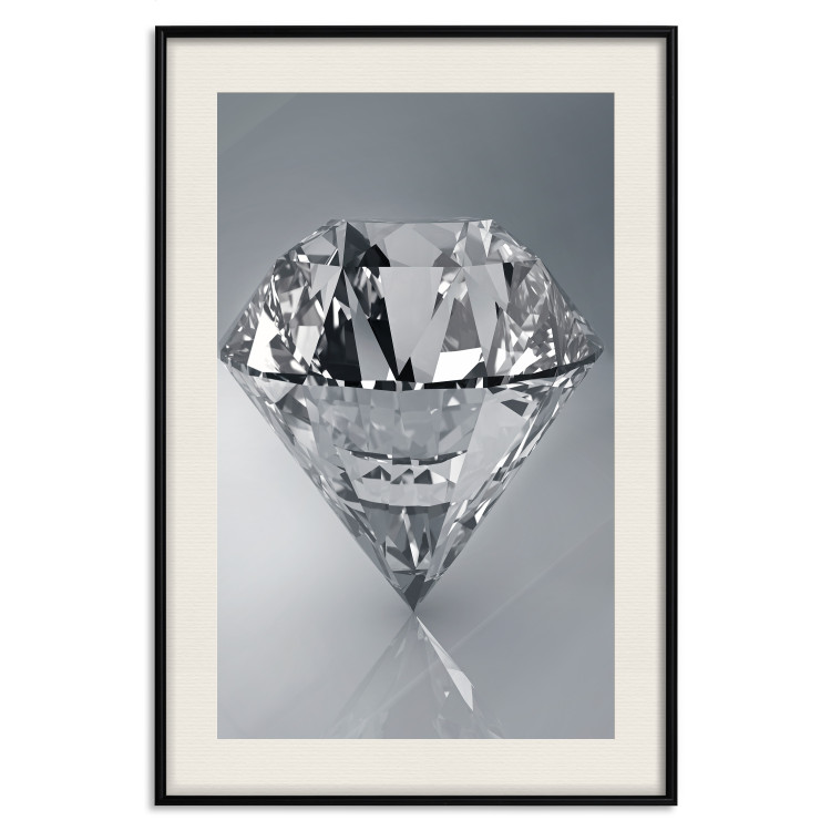 Poster Symbols of Winter - shining diamond-shaped crystal on gray background 124479 additionalImage 18