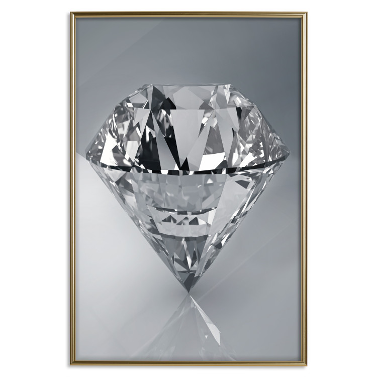 Poster Symbols of Winter - shining diamond-shaped crystal on gray background 124479 additionalImage 20
