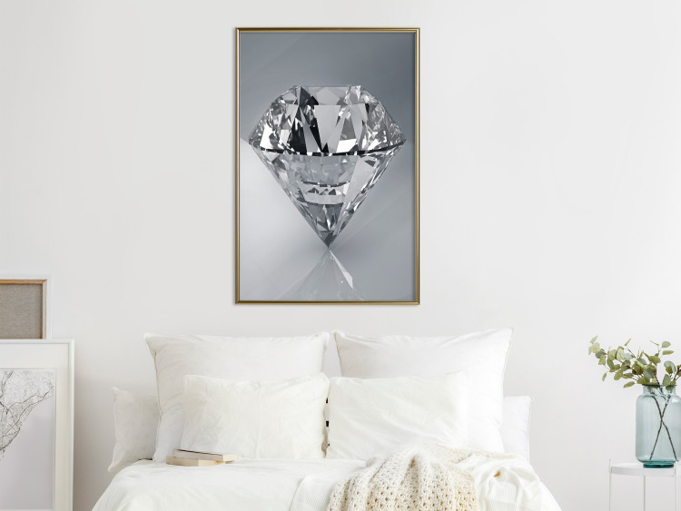 Poster Symbols of Winter - shining diamond-shaped crystal on gray background 124479 additionalImage 7