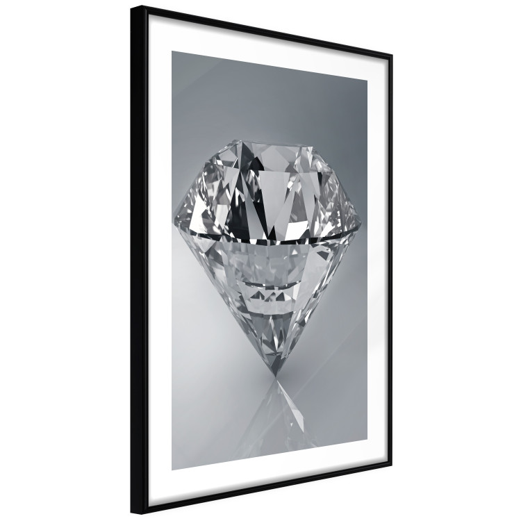 Poster Symbols of Winter - shining diamond-shaped crystal on gray background 124479 additionalImage 13
