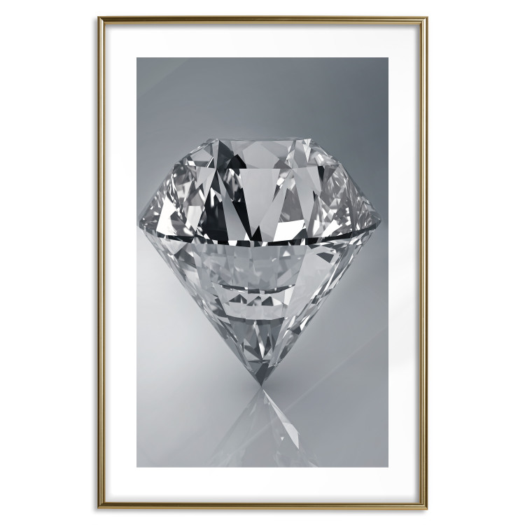 Poster Symbols of Winter - shining diamond-shaped crystal on gray background 124479 additionalImage 16