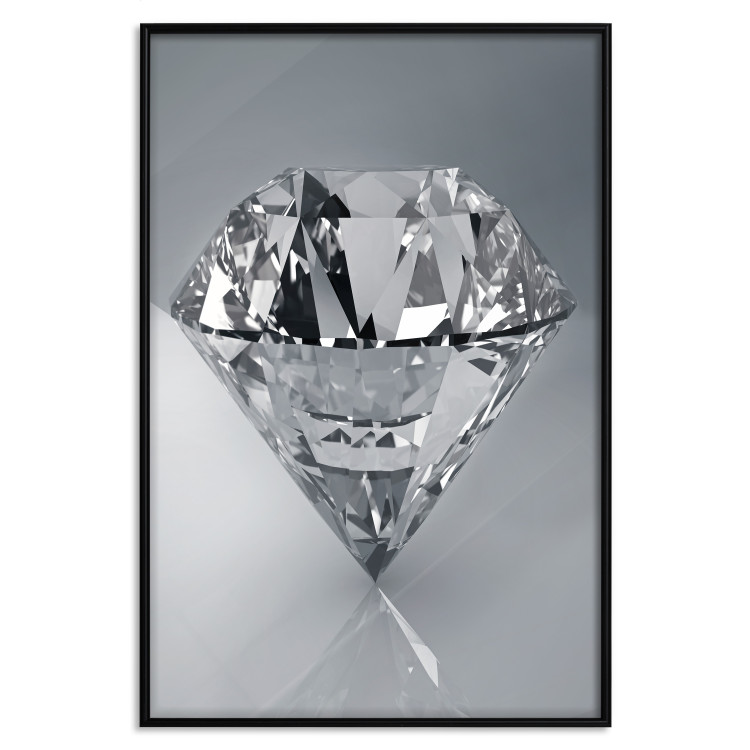 Poster Symbols of Winter - shining diamond-shaped crystal on gray background 124479 additionalImage 24