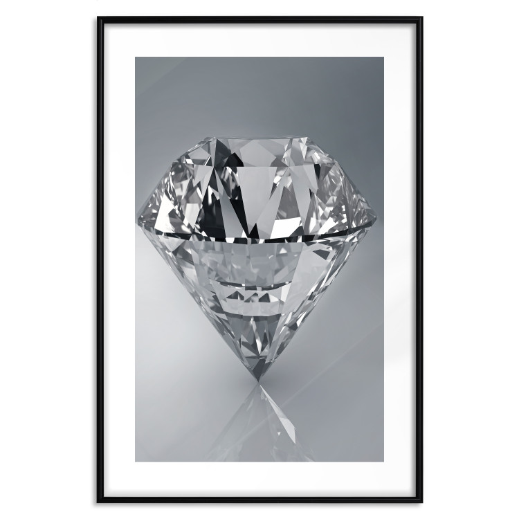 Poster Symbols of Winter - shining diamond-shaped crystal on gray background 124479 additionalImage 17