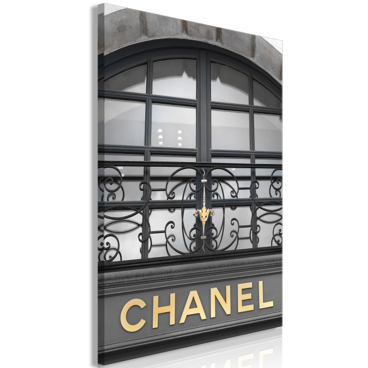 Canvas Print Golden Sign (1-part) vertical - building with a fashion shop sign 127979 additionalImage 2