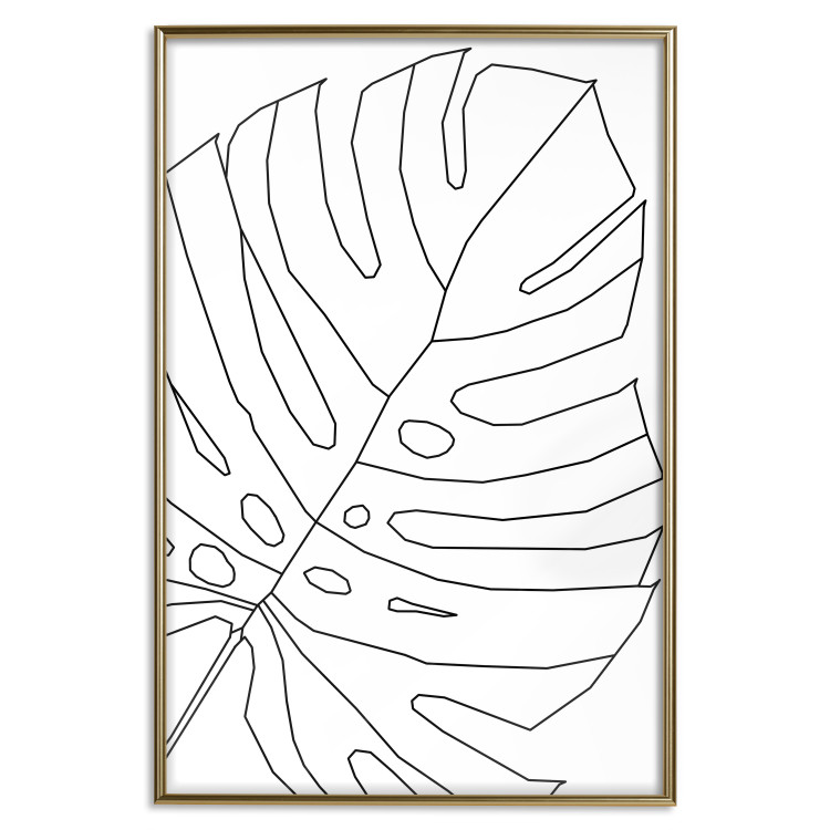 Poster Monstera Drawing - black and white line art of monstera leaf on light background 128079 additionalImage 21