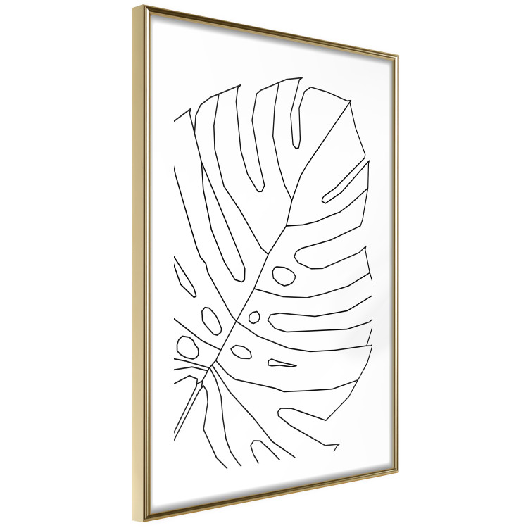 Poster Monstera Drawing - black and white line art of monstera leaf on light background 128079 additionalImage 7