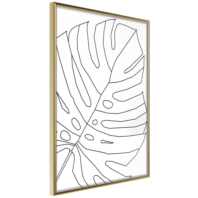 Poster Monstera Drawing - black and white line art of monstera leaf on light background 128079 additionalImage 12