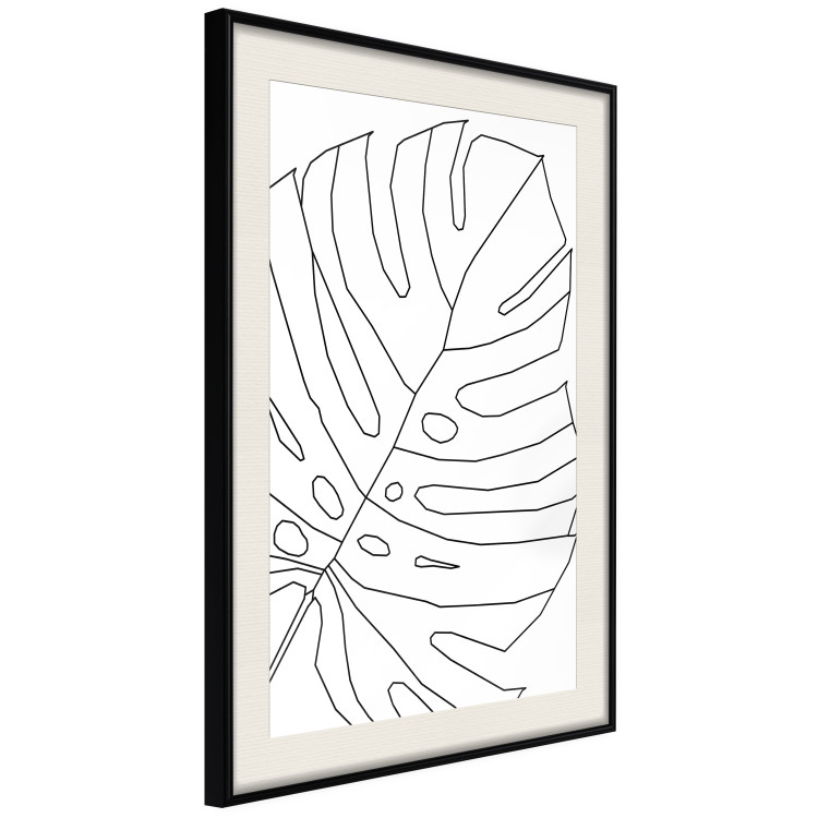 Poster Monstera Drawing - black and white line art of monstera leaf on light background 128079 additionalImage 2