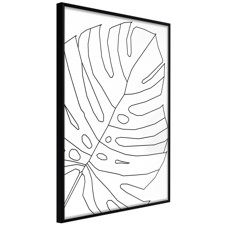 Poster Monstera Drawing - black and white line art of monstera leaf on light background 128079 additionalImage 11