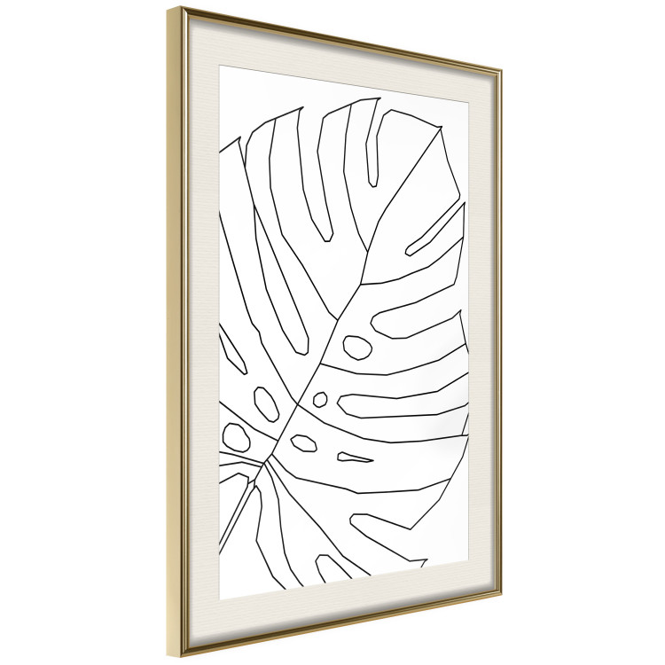 Poster Monstera Drawing - black and white line art of monstera leaf on light background 128079 additionalImage 3