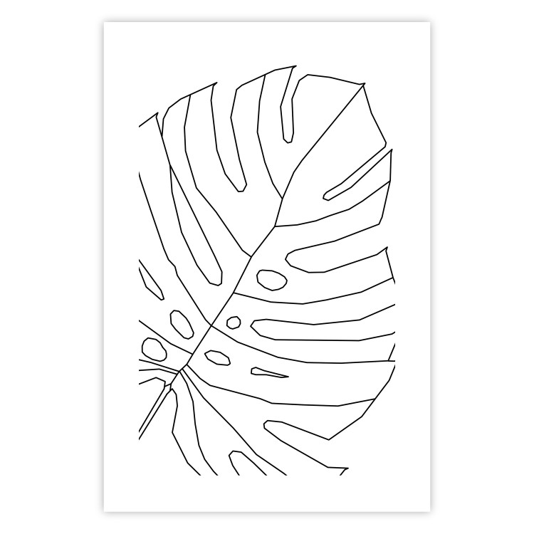 Poster Monstera Drawing - black and white line art of monstera leaf on light background 128079 additionalImage 25