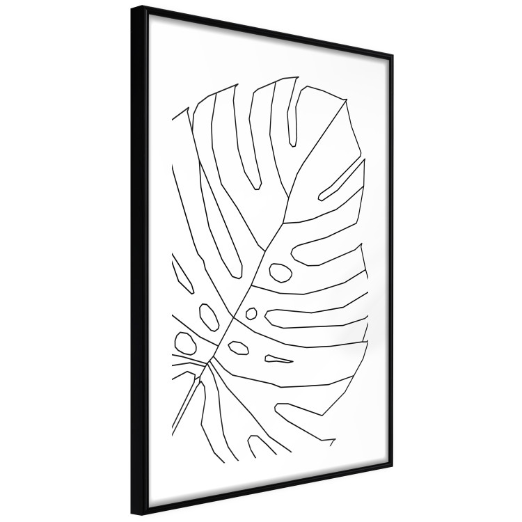 Poster Monstera Drawing - black and white line art of monstera leaf on light background 128079 additionalImage 8