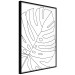 Poster Monstera Drawing - black and white line art of monstera leaf on light background 128079 additionalThumb 13