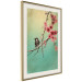 Wall Poster Cherry Blossoms - colorful composition with a small bird among branches 129379 additionalThumb 3