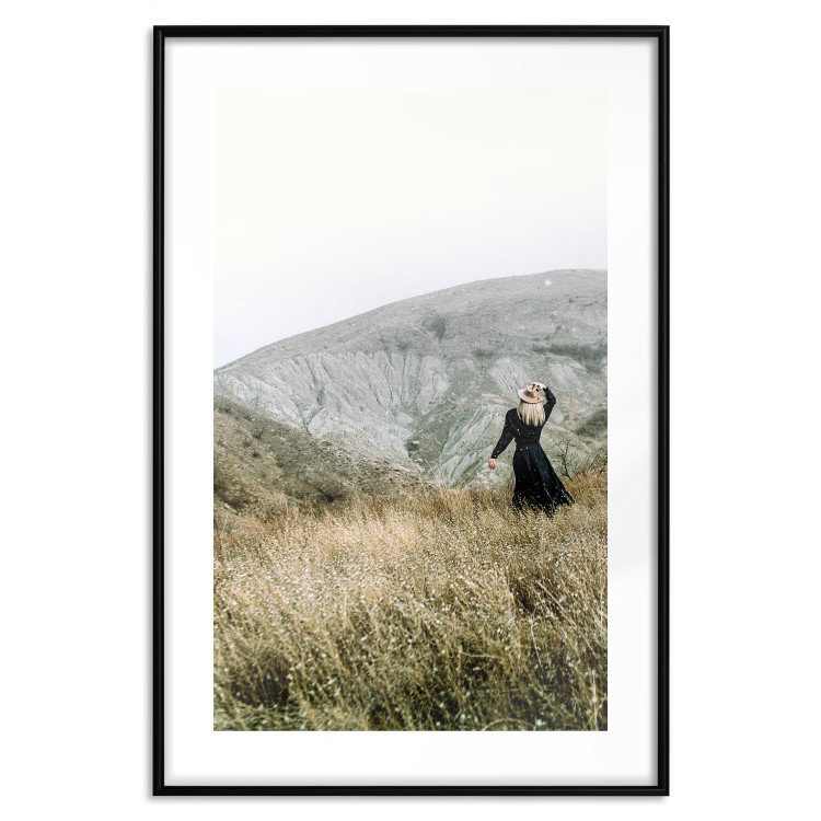 Poster Lost in Nature - landscape of a meadow with a woman against a mountain range 130279 additionalImage 15
