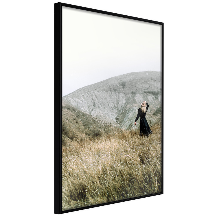 Poster Lost in Nature - landscape of a meadow with a woman against a mountain range 130279 additionalImage 13