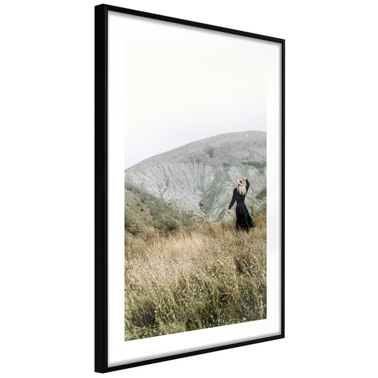Poster Lost in Nature - landscape of a meadow with a woman against a mountain range 130279 additionalImage 6