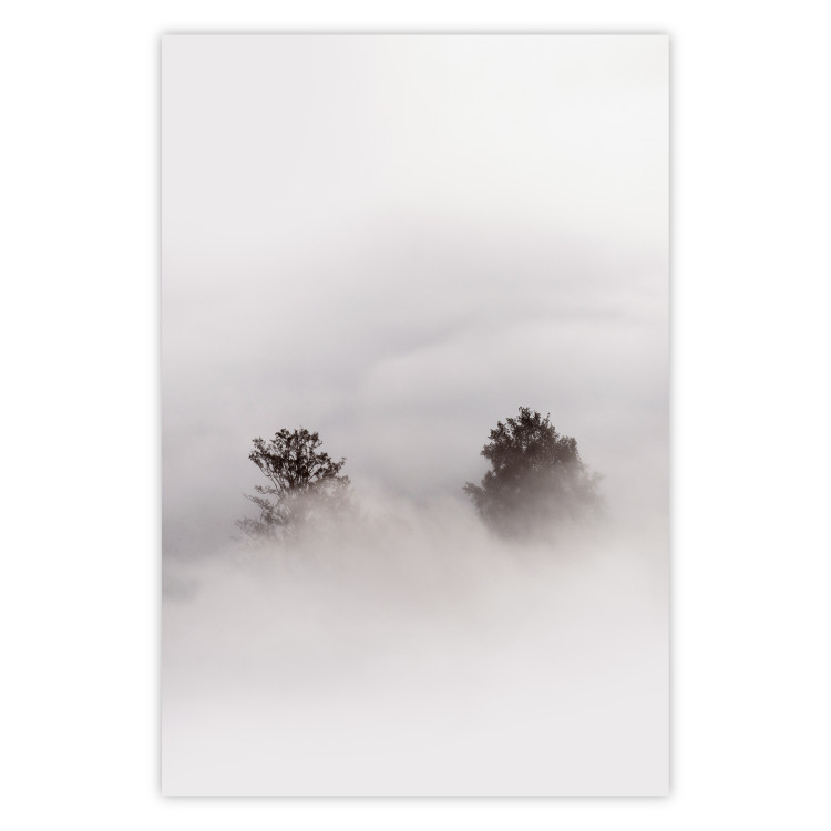 Wall Poster Misty Whisper - landscape of trees in the midst of intense bright fog 130379