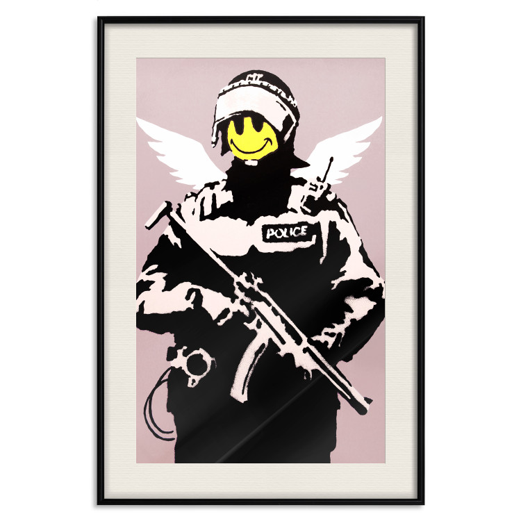 Poster Policeman - man with a yellow face and wings in Banksy style 132479 additionalImage 18