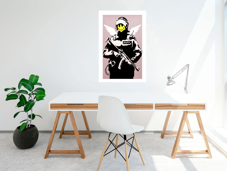 Poster Policeman - man with a yellow face and wings in Banksy style 132479 additionalImage 2