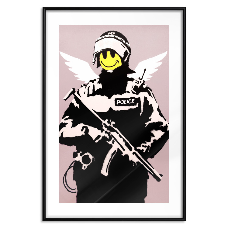 Poster Policeman - man with a yellow face and wings in Banksy style 132479 additionalImage 17