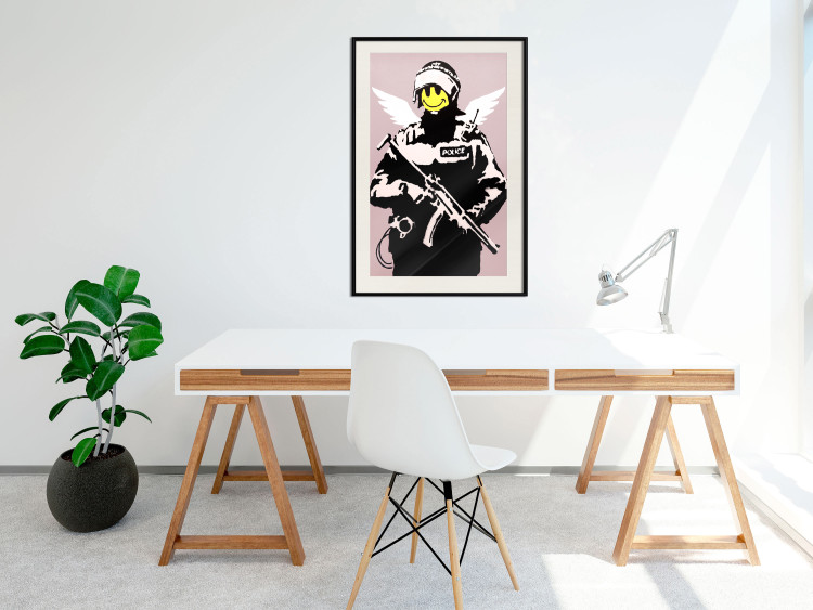 Poster Policeman - man with a yellow face and wings in Banksy style 132479 additionalImage 22