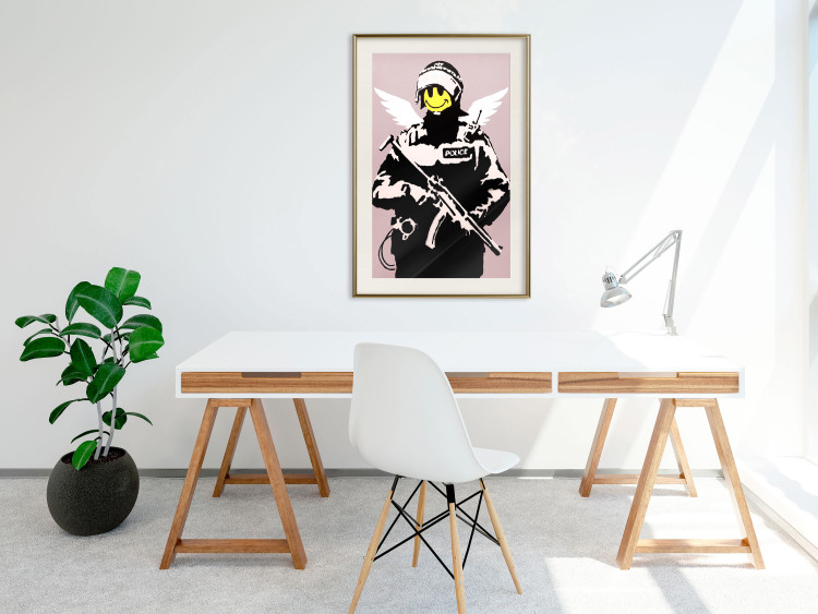 Poster Policeman - man with a yellow face and wings in Banksy style 132479 additionalImage 21