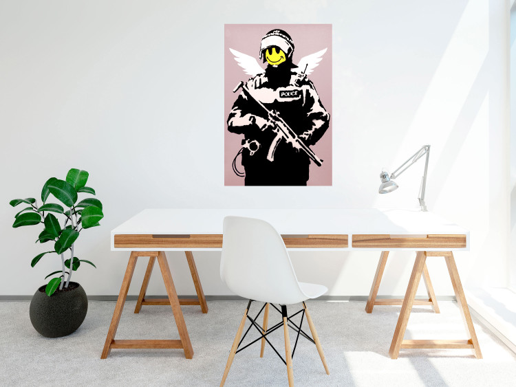 Poster Policeman - man with a yellow face and wings in Banksy style 132479 additionalImage 23