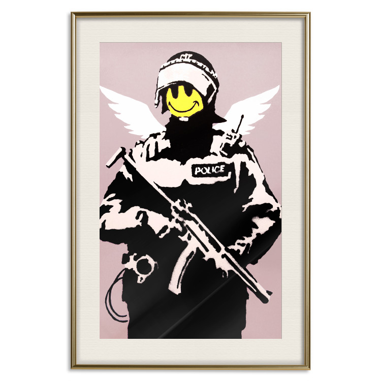 Poster Policeman - man with a yellow face and wings in Banksy style 132479 additionalImage 19