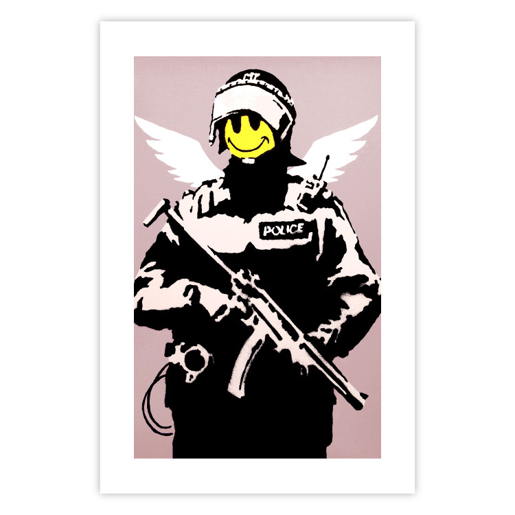 Poster Policeman - man with a yellow face and wings in Banksy style 132479 additionalImage 25
