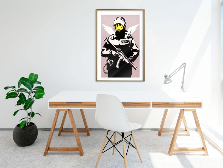 Poster Policeman - man with a yellow face and wings in Banksy style 132479 additionalImage 13