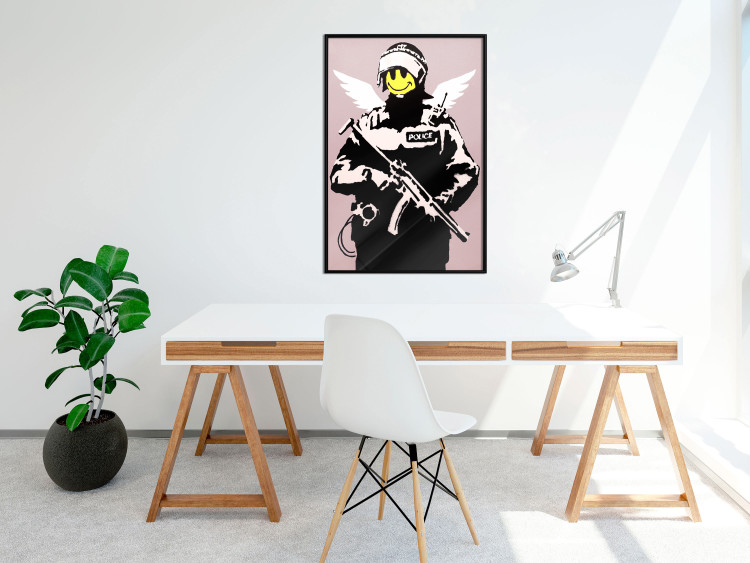 Poster Policeman - man with a yellow face and wings in Banksy style 132479 additionalImage 3